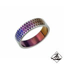 Hizm 鱗紋様リング 6mm 幅 橙×紫×紺 純チタン製 チタンアクセサリー リング 指輪 金属アレルギー アレルギーフリー 上品 きれいめ きれい 綺麗 メンズ レディース 男性 女性 彼氏 彼女 誕生日 記念日 プレゼント おすすめ ブランド