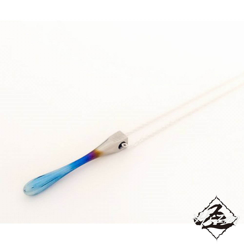 Hizm 純チタン製 ペンダントトップ 空色メルト 紺碧 チェーン付き 45-55cm チタンアクセサリー ペンダ..