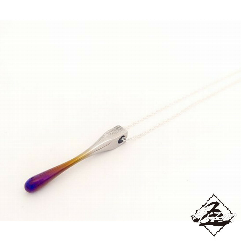 Hizm 純チタン製 ペンダントトップ 空色メルト 黄昏 チェーン付き 45-55cm チタンアクセサリー ペンダ..