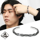 Hizm スネーク ツイスト L バングル ブレスレット 17~20cm シルバー925 燻し ブラック 黒 和 和風 波紋 波 蛇 蛇腹 ボリューム ひねり ...
