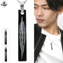 Hizm 選べる2種 フェザー 羽根 ブラック 黒 札形 プレート M ネックレス (チェーン付き) ペンダント チタン 羽 彫刻 削り出し きれいめ メンズ ...