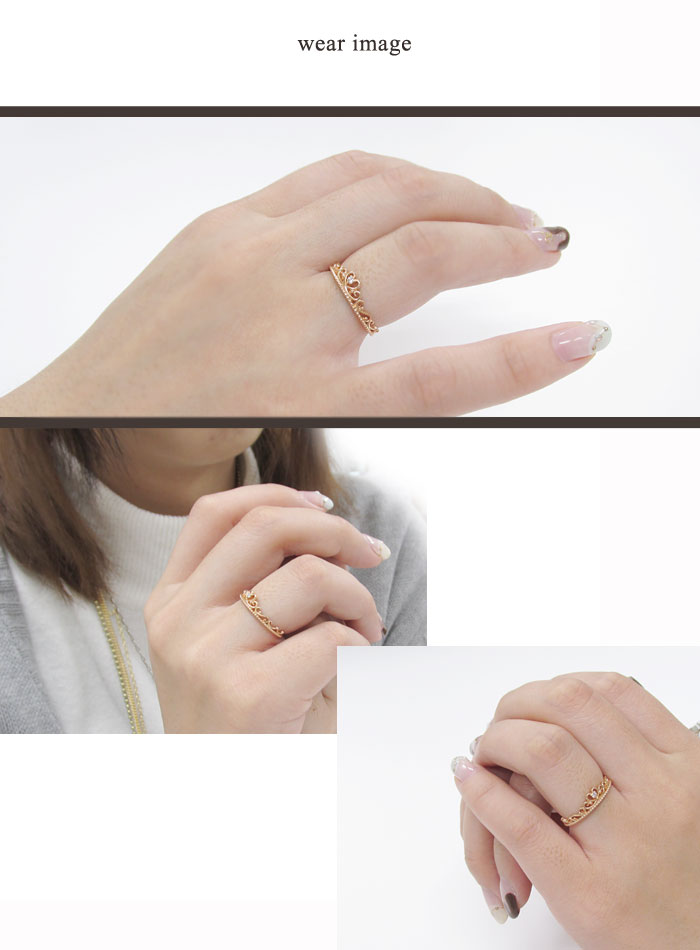 ハートティアラ ピンクゴールドリング 5〜11号 レディース リング 女性用 指輪 レディースリング レディース指輪 プレゼント 人気 かわいい おしゃれ 3