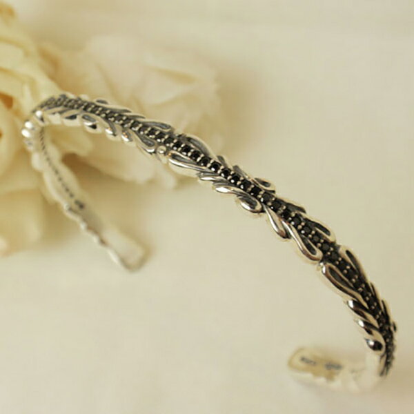 K-SMITH ブラックジルコニア いぶしタイプ シルバーバングル シルバーアクセサリー レディースバングル 女性 バングル シルバー925 ブレスレット レデ...