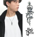 Mad Graffiti スライ S ペンダントトップ ネックレス シルバーアクセサリー シルバー925 蛇 へび スネーク 薔薇 バラ ローズ 一輪 リアル ...