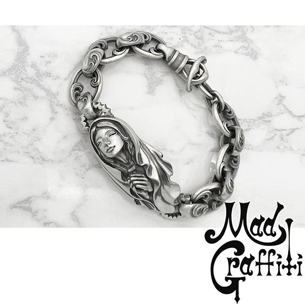楽天新宿 銀の蔵 シルバーアクセサリーMad Graffiti マッドグラフィティ バージンマリー pray M ブレスレットシルバーアクセサリー シルバー925 チェーン シルバーブレスレット ゴシック ハード メンズ 男性 彼氏 夫 旦那 息子 プレゼント ブランド ストリート