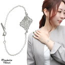 透かし アラベスク 菱形 ブレスレット シルバー925 レース プレート ダイヤ型 ひし形 ゴシック 建築 装飾 繊細 きれい 上品 レディースブレスレット ブ...