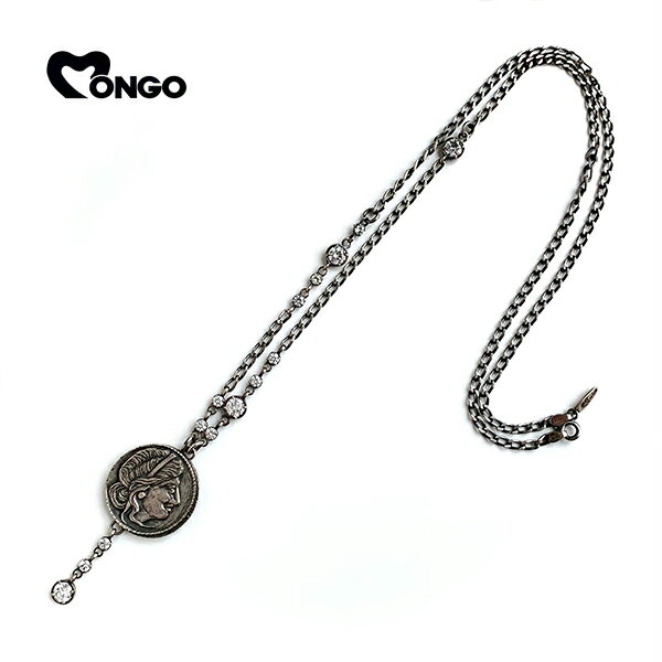 MONGO 女神 コイン ネックレス チェーン付き シルバー ジルコニア ビンテージ アンティーク ペンダント シルバーネックレス メンズ レディース シルバー925 男性 彼氏 女性 彼女 誕生日 ブランド プレゼント 人気 おしゃれ