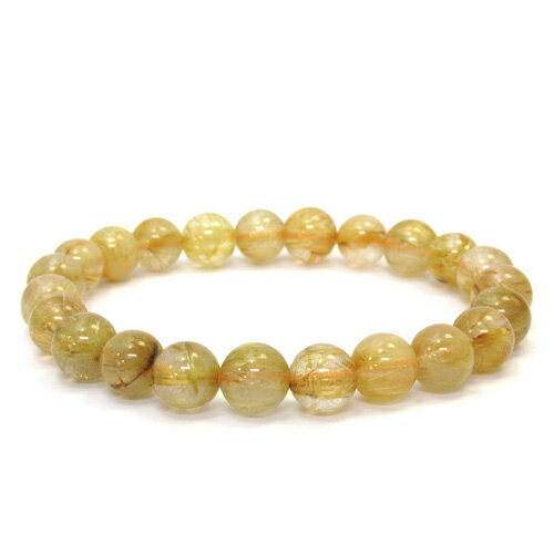 8mm 17.5cm 金針 ルチルクォーツ ブレスレット メンズM、レディースLサイズ 天然石 パワーストーン ルチル レディース ルチルクオーツ 天然石ブレス...