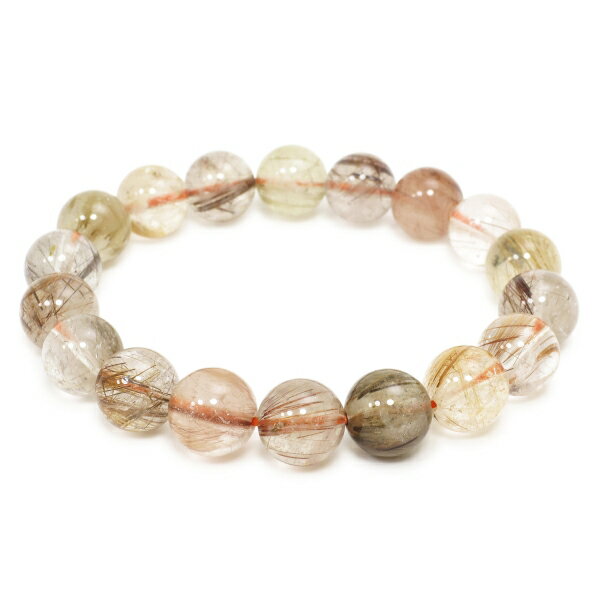 11mm 18cm ミックスルチルクォーツ ブレスレット メンズM、レディースLサイズ 天然石 パワーストーン ルチルクォーツ ミックスルチル ルチルクオーツ ...