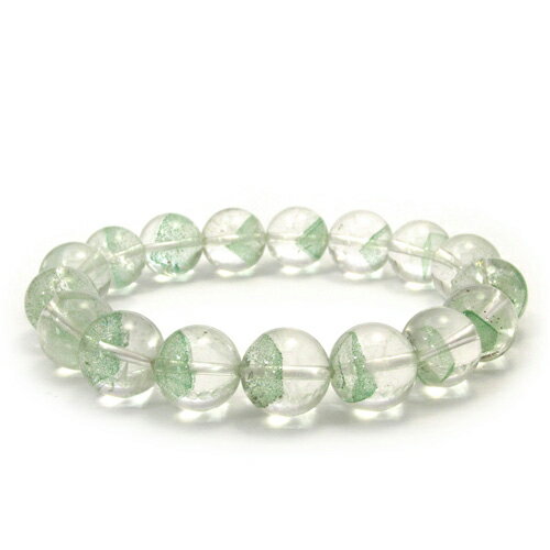 12mm 18.5cm 高品質 グリーンファントムクォーツ ブレスレット メンズL、レディースLLサイズ 天然石 パワーストーン ファントムクォーツ ブレス 水...