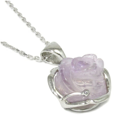 淡い紫色の薔薇 カットアメジスト シルバーネックレス 天然石 パワーストーン レディース ネックレス アメジスト 2月 誕生石 薔薇 バラ ローズ 女性 プレゼント 人気 彼女のサムネイル