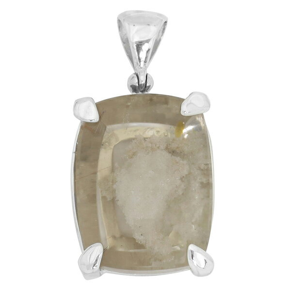 ガーデンクォーツ 空洞 シルバーペンダントトップ 天然石 パワーストーン ガーデンクオーツ 水晶 ペンダント メンズ レディース ヘッド トップ ガーデンクォー...