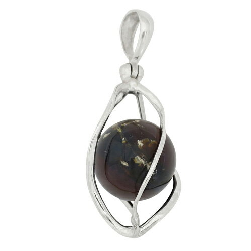 スマトラ産 アンバー 琥珀 11mm玉 スクリューケージ シルバーペンダントトップ 天然石 パワーストーン ペンダント メンズ レディース コハク こはく ヘッ...