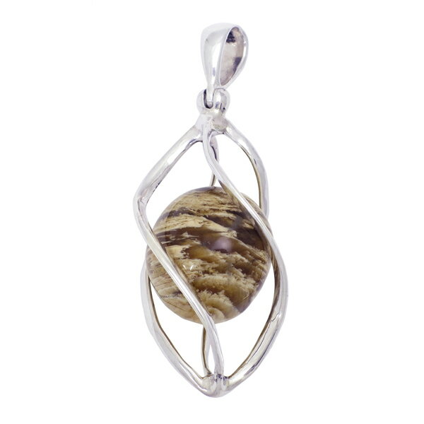 スマトラ産 アンバー 琥珀 スクリューケージ シルバーペンダントトップ 天然石 パワーストーン ペンダント メンズ レディース コハク こはく ヘッド トップ ...