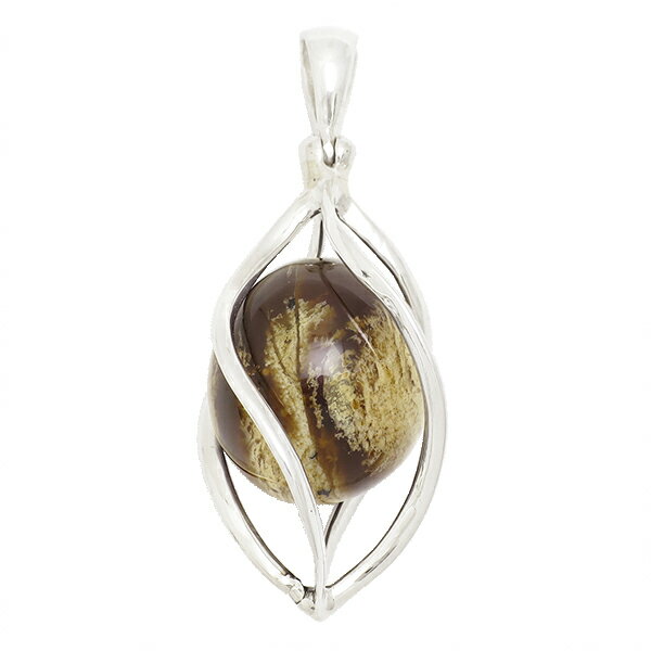 スマトラ産 アンバー 琥珀 スクリューケージ シルバーペンダントトップ 天然石 パワーストーン ペンダント メンズ レディース コハク こはく ヘッド トップ ...