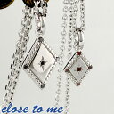 close to me ダイヤモンド スクエア シルバー ペア ネックレス シルバーアクセサリー メンズ レディース お揃い シルバー925 レッド ブラック ...