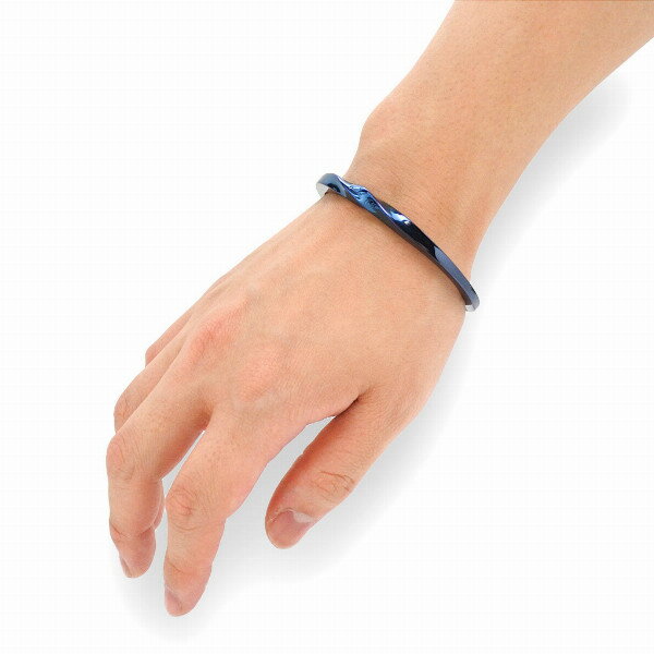 PUERTA DEL SOL メビウス バングル ブルー シルバー950 チタンコーティング ユニセックス シルバーアクセサリー 銀 SV950 ブリタニアシルバー ブレスレット 腕輪 シルバーバングル 人気 ブランド アクセサリー ギフト プレゼント おしゃれ