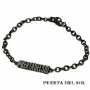 プエルタデルソル ブレスレット メンズ PUERTA DEL SOL Typography タイポグラフィー プレート ブラックチェーン ブレスレット ブラック シルバー950 チタンコーティング ユニセックス シルバーアクセサリー 銀 SV950 ブリタニアシルバー シルバーブレスレット シルバーブレス 腕回り 手首 手元 腕元 人気 ブランド