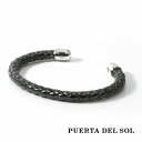 PUERTA DEL SOL レザーの質感を忠実に再現 シルバーバングル ブラック シルバー950 チタンコーティング ユニセックス シルバーアクセサリー 銀 ...