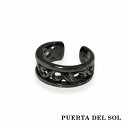 PUERTA DEL SOL スクロール 唐草模様 12.5mm イヤーカフ ブラック シルバー950 チタンコーティング ユニセックス シルバーアクセサリー ...