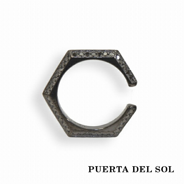PUERTA DEL SOL シャープエッジ イヤーカフ ブラック シルバー950 チタンコーティング ユニセックス シルバーアクセサリー 銀 SV950 ブリタニアシルバー ブランド アクセサリー ギフト プレゼント イヤークリップ