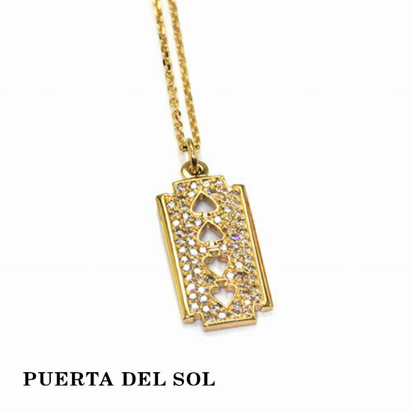 PUERTA DEL SOL パンクファッション カミソリ ネックレス チェーン付き イエローゴールド K18 18金 ユニセックス ゴールドアクセサリー チェーン付き 首飾り 人気 ブランド アクセサリー ギフ…