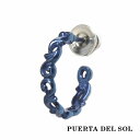 PUERTA DEL SOL ブルー スクロール 唐草模様 フープ ピアス シルバー950 チタンコーティング ユニセックス シルバーアクセサリー 銀 SV950 ブリタニアシルバー イヤリング 人気 ブランド アクセサリー ギフト プレゼント おしゃれ