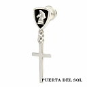 PUERTA DEL SOL Swing Cross Knight クロス チェスナイトエンブレム ピアス ブラック シルバー950 ユニセックス シルバーアク...