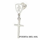 PUERTA DEL SOL Swing Cross Knight クロス チェスナイトエンブレム ピアス ホワイト シルバー950 ユニセックス シルバーアク...