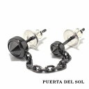 PUERTA DEL SOL 大小 ブラックキュービックジルコニア チェーン ピアス ブラック シルバー950 チタンコーティング ユニセックス シルバーアクセ...