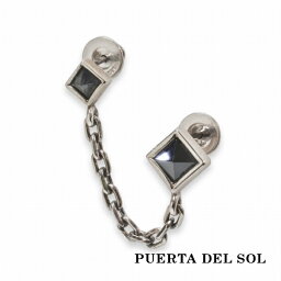 PUERTA DEL SOL 大小 ヘマタイトスタッズ チェーン ピアス シルバー950 ユニセックス シルバーアクセサリー 銀 SV950 ブリタニアシルバー イヤリング 人気 ブランド アクセサリー ギフト プレゼント おしゃれ