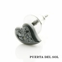 PUERTA DEL SOL クール インプレッション ハート ブラックダイヤモンド ピアス ブラック シルバー950 チタンコーティング ユニセックス シルバ...