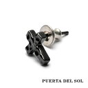 PUERTA DEL SOL ハンマーパターン ソリッド クロス ピアス ブラック シルバー950 チタンコーティング ユニセックス シルバーアクセサリー 銀 ...