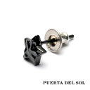 PUERTA DEL SOL ハンマーパターン クレーター スター ピアス ブラック シルバー950 チタンコーティング ユニセックス シルバーアクセサリー 銀...