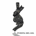 PUERTA DEL SOL トランプ スペード リボン ペンダント(チェーンなし) ブラック シルバー950 チタンコーティング ユニセックス シルバーアクセ...