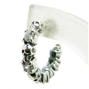 M's collection キュービックジルコニア 5連スカル ハーフフープ フープ シルバーピアス 1P フープピアス リングピアス メンズ ハード 銀の蔵 シルバー925 メンズピアス 男性用ピアス クリスマス プレゼント 人気 おしゃれ かっこいい 彼氏