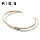 PLUG IN ピンクゴールド ツートンカラー ステンレス バングル 2本 セット 2連 重ね着け サージカルステンレス 金属アレルギー アレルギーフリー ステ...