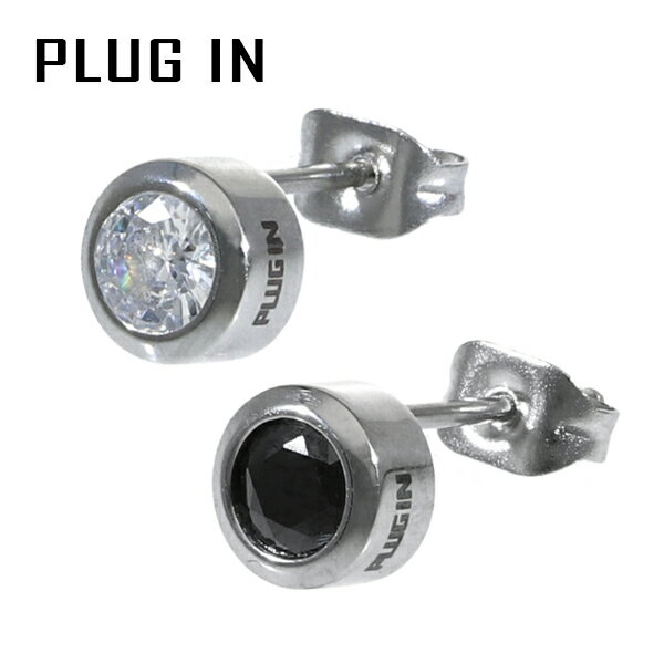 楽天新宿 銀の蔵 シルバーアクセサリーPLUG IN 選べる2カラー ステンレス ラウンド ジルコニア 6mm 一粒ピアス 1P 片耳用 サージカルステンレス ピアス 金属アレルギー アレルギーフリー ステンレスピアス 丸型 シルバー ブラック 透明 大人 シンプル スマート 男性 女性 彼氏 彼女 プレゼント ブランド