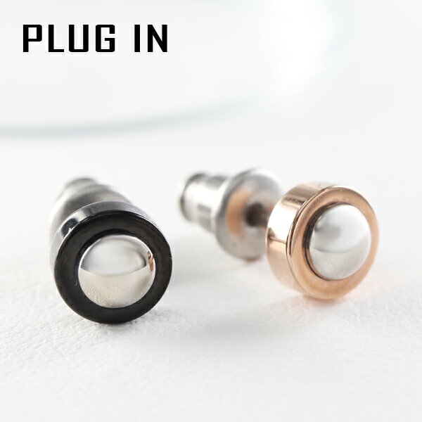 PLUG IN ステンレス スタッズ ペアピアス 1P 片耳用 ペアアクセサリー おそろい お揃い サージカルステンレス ピアス スタッドピアス ステンレスピアス 金属アレルギー アレルギーフリー 黒 ブラック ピンクゴールド シンプル 男性 女性 彼氏 彼女 プレゼント ブランド