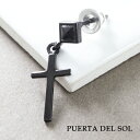 PUERTA DEL SOL ブラック クロス スタッズ ピアス 1P 片耳用 シルバーアクセサリー シルバー950 チタンコーティング チタンポスト 黒 十字...