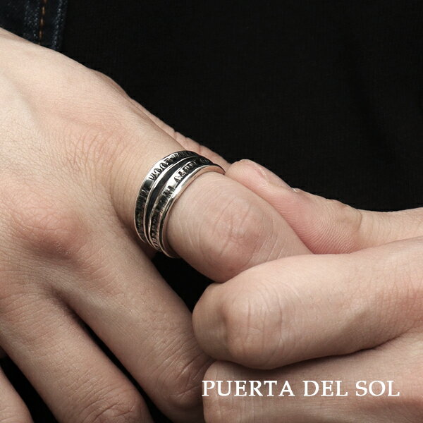 PUERTA DEL SOL メッセージ リボン 2連 リング 7〜23号 指輪 シルバーアクセサリー シルバー950 人生 格言 言葉 シルバーリング 幅広 平打ち 重ね付け ハード ゴシック かっこいい メンズ レディース 男性 女性 彼氏 彼女 プレゼント ブランド おしゃれ