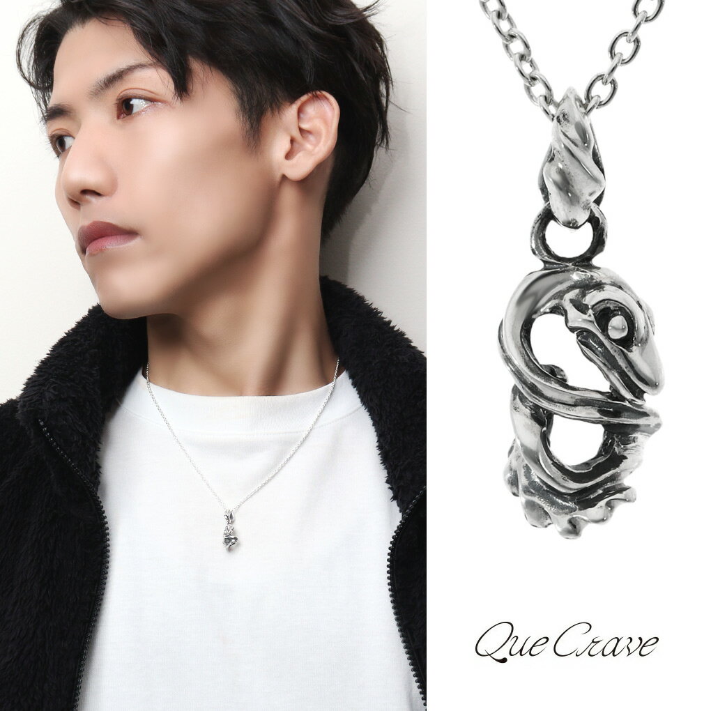 楽天新宿 銀の蔵 シルバーアクセサリーQue Crave スネーク ネックレス ペンダント ペンダントトップ ペンダントチャーム シルバー 925 ヘビ 蛇 曲線 ウェーブ 華奢 小さめ かっこいい メンズ 男性 彼氏 夫 旦那 誕生日 記念日 プレゼント 人気 おしゃれ