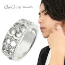 Que Crave 選べる4種 トレーサリー フラワー 透かし 幅広 リング 指輪 5~29号 シルバー 925 天然石 誕生石 1月 3月 建築 装飾 上品 きれいめ 存在感 シルバーリング メンズ レディース 男性 女性 彼氏 彼女 ユニセックス 誕生日 記念日 プレゼント 人気 おしゃれ