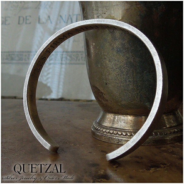 楽天新宿 銀の蔵 シルバーアクセサリーQuetzal フラットバングル ブランド シルバーブレスレット ブレスレット シルバー925 メンズ ケツァール ケツアール アンティーク ヴィンテージ クラシック ゴシック アラベスク 唐草 美術 腕輪 プレゼント ストリート