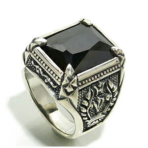 シルバーリング 925 メンズ 17〜23号 ブラックジルコニア 王の印台 ジルコニア シルバー925 男性 指輪 印台リング メンズリング 男性用指輪 プレゼント 人気 おしゃれ