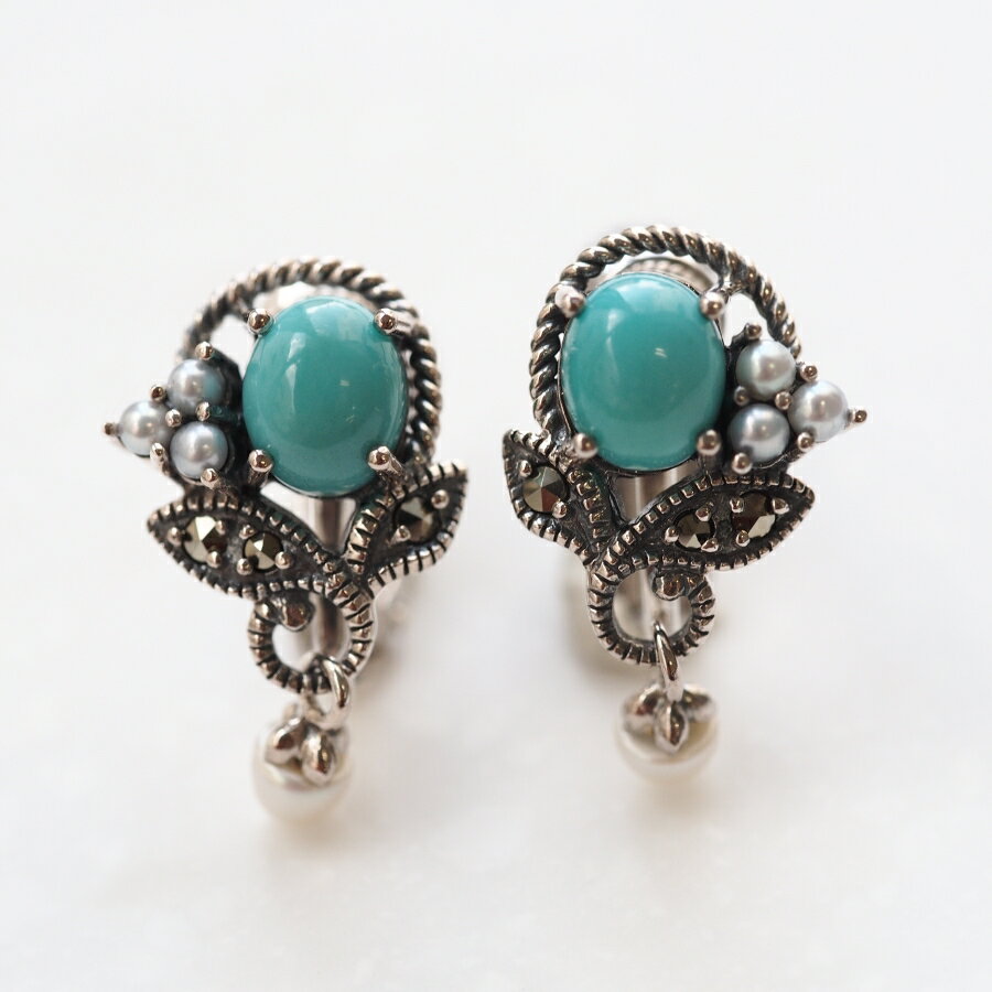 ROKUZAN ターコイズ パール ピアス イヤリング 選べる 2P 両耳用 ノンホールピアス シルバー925 ターコイズ パール 真珠 マーカサイト 碌山ジュエリー ブランド レディース 女性 彼女 娘 妻 誕生日 記念日 プレゼント 人気 おしゃれ