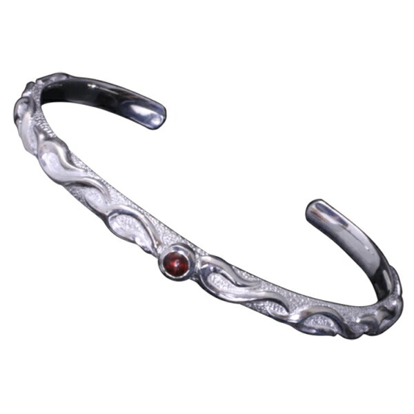 龍頭 火焔 バングル 石付 白仕上げ メンズ シルバー シルバーバングル メンズバングル シルバー950 男性 彼氏 伝統技法 ギフト 人気 おしゃれ ブランド