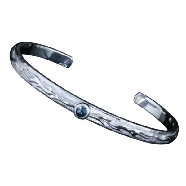 龍頭 平打ち火焔 バングル 石付 白仕上げ メンズ シルバー シルバーバングル メンズバングル シルバー950 男性 彼氏 伝統技法 ギフト 人気 おしゃれ ブランド