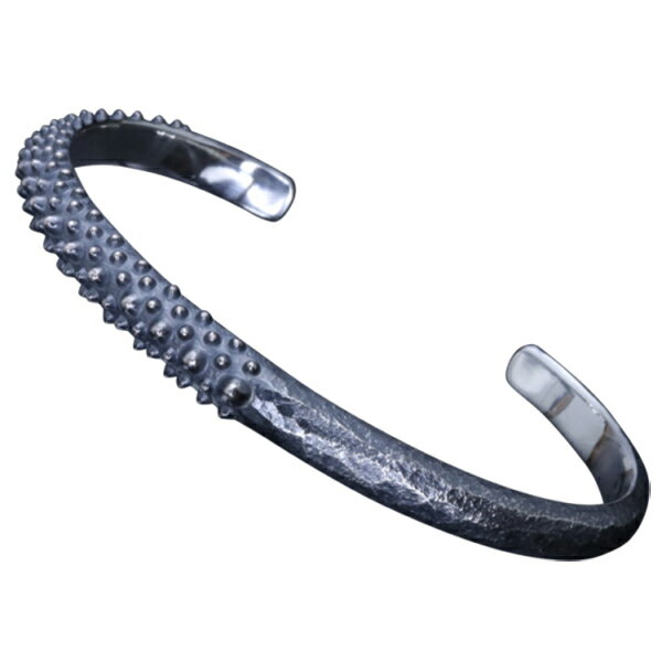 龍頭 霰ハーフ岩石丸鎚目 バングル シルバー メンズ シルバー シルバーバングル メンズバングル シルバー950 男性 彼氏 伝統技法 ギフト 人気 おしゃれ ブランド