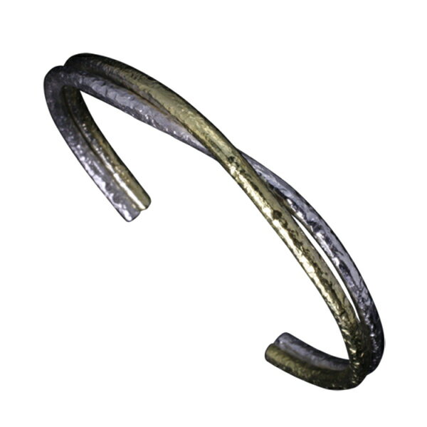 龍頭 岩石鎚目交差 バングル 銀×真鍮 メンズ シルバー 真鍮 シルバーバングル メンズバングル シルバー950 男性 彼氏 伝統技法 ギフト 人気 おしゃれ ブランド